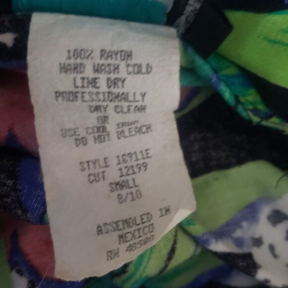 Vintage Womens Tropical Hawaiian Button Down Blouse Size S 80s Beach Nature Bold - Picture 6 of 7